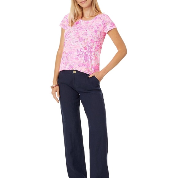 NWT Lilly Pulitzer BREETA LINEN TROUSER STYLE # 013058 TRUE NAVY Size 6 - Picture 1 of 8